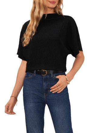 Vince Camuto Textured Mock Neck Top in Rich Black at Nordstrom, Size X-Small