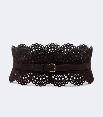 Alaia Ala&iuml;a Vienne suede corset belt
