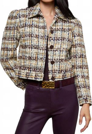 L'agence Kasey Sequined Tweed Jacket In Multi With Gold Sequins