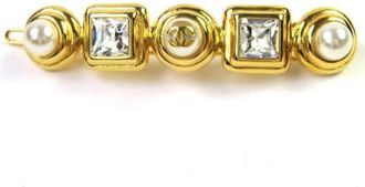 Chanel Pre-owned Cocomark Pearl Barrette - Dames - Vintage Accessoires - Geel - ONE Size - Vintage