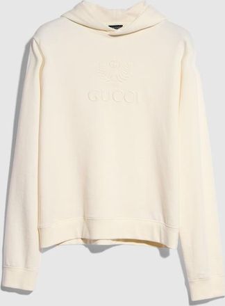 Gucci Cashmere Jersey Sweatshirt With Embroidery, Size 4XL, White