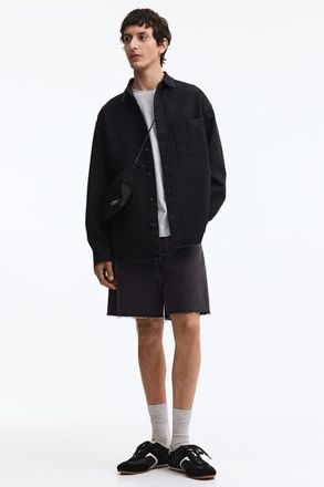 H&M Baggy Denim Shorts in Denim Black at Nordstrom, Size 30