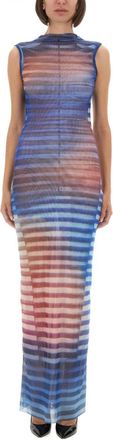 Jean Paul Gaultier Multicolor Stripes Round Neck Maxi Dress