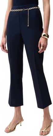 Joseph Ribkoff Chain Belt Pull-On Crop Flare Pants In Midnight Blue