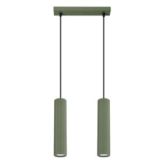 OEM L&aacute;mpara Colgante &Aacute;mbar 2 Gu10 Verde Oliva Alu Lumilo 16.183.12