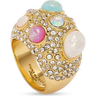 Kurt Geiger Domed Pav&eacute; Cocktail Ring in Gold Multi at Nordstrom Rack, Size 7