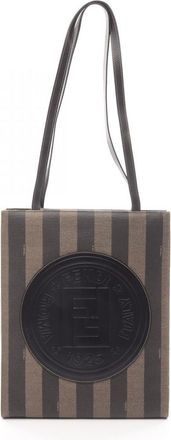 Fendi Black Brown Coated Canvas Leather Handbag Tote Bag (Pre-Owned)