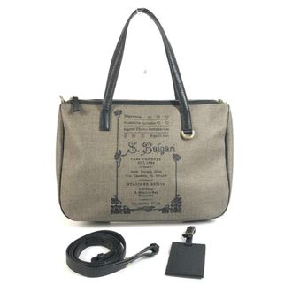 Bulgari Collezione Black Gray Pvc Leather Shoulder Bag Tote Bag (Pre-Owned)