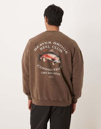 Abercrombie & Fitch Felpa marrone con logo ricamato