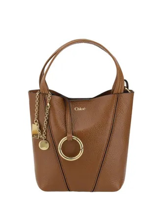 Chlo&eacute; Womens Shoulder Bag Spin Clay Brown Calf Leather