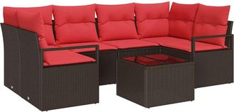 vidaXL Juego De Sof&aacute; 7 Uds. 6-n&uacute;mero De Plazas Marr&oacute;n Y Rojo Vidaxl
