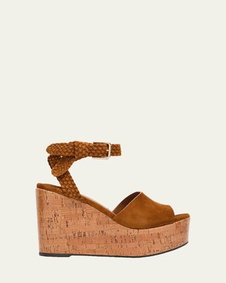 Jimmy Choo London 100mm Jori Suede Platform Wedge Sandals