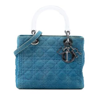Dior Pre-owned Dior Medium Denim Cannage Acrylic Handles Lady Dior Ladies 41P9SCEA4UHRDQZW