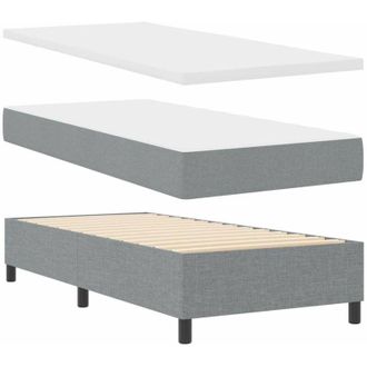 vidaXL Vidaxl - Cama Tipo Box Spring Con Colch&oacute;n Gris Claro 80 X 200 Cm Tela
