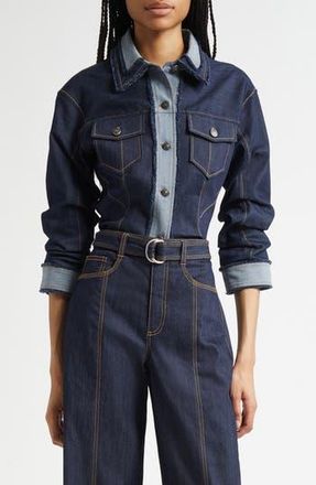 Cinq &agrave; Sept Canyon Crop Denim Jacket in Indigo at Nordstrom Rack, Size 10