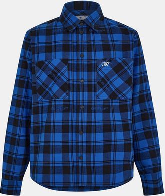 Off-white Mens Off White Regular Fit Long Sleeve Shirt in Blue/Black - Size Medium