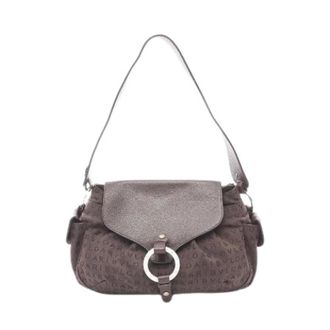 Bulgari Pre-owned Shoulder Bags, female, Brown, Size: ONE SIZE Pre-owned Logo Mania Canvas Leather Shoulder Bag