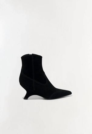 SIMKHAI Womens Shadow Suede Western Ankle Boot In Black