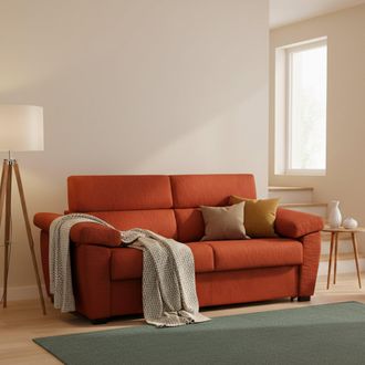 Dmora Dmora - Sof&aacute; Cama 3 Plazas Trino, Sof&aacute; Convertible Para Sal&oacute;n, Acolchado, Desenfundable, Calidad 100% Made In Italy, 225x95 H100 Cm, Naranja