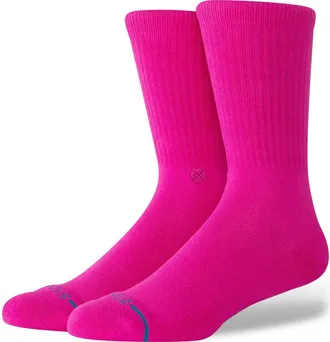 Stance Icon Crew Socks in Fuchsia at Nordstrom, Size Large