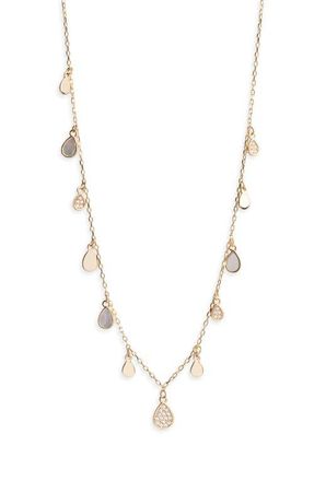 Argento Vivo Mother-of-Pearl & Cubic Zirconia Teardrop Charm Necklace in Gold at Nordstrom
