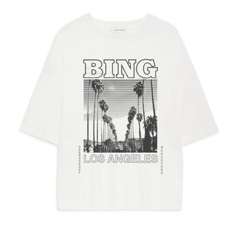 Anine Bing Tops, Dames, Wit, S, Katoen, Louis Tee Bing Tour