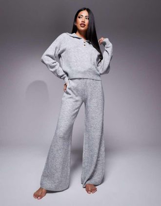 Asos lounge cable knit sweater and pants set in gray