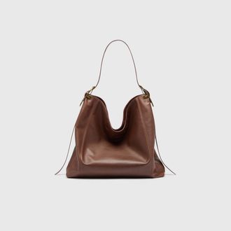Diesel D-Line-Hobo bag in leather - Shoulder Bags - Woman - Brown