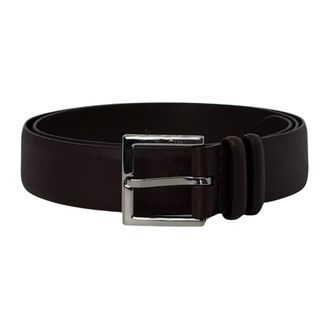 Orciani Cintura Basic Saffiano 3.5 cm - Heren - Accessoires - Bruin - Maat: 110 CM Leer