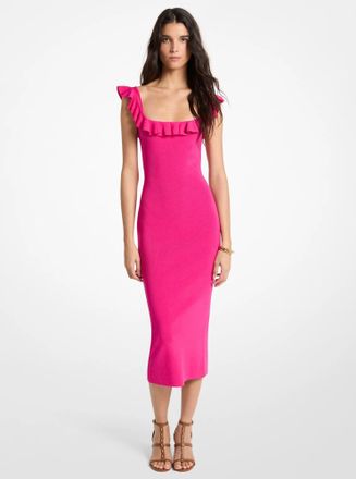 Michael Kors Ruffled Stretch Viscose Midi Dress