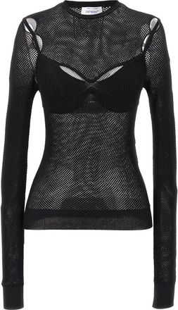 Off-white Net Arrow Bralette Top - Dames - Longsleeves - Zwart - S - Polyester - Tops