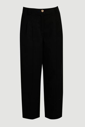 Karen Millen Womens Cotton Utility Button Detail Barrel Leg Trouser - Black Lyocell - Size 10 UK