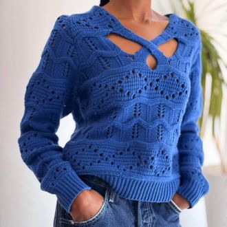 Sea New York Crochet Knit Sweater In Blue