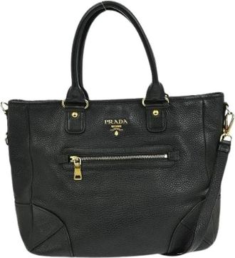 Prada Pre-owned Handbags, female, Black, Size: ONE SIZE Pre-owned Vintage Leather Handbag