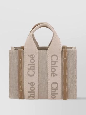 Chlo&eacute; woody mini linen shoulder bag