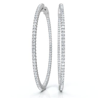 Pompeii3 1 3/4Ct Diamond Inside Outside 2 Tall Hoops Earrings Lab Grown