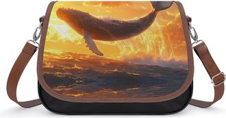 Generic Whale at Sunset Womens Crossbody Bag Fashion Shoulder Handbags Message Tote Bag with Adjustable Strap