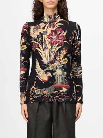 Etro Floral Print Slim Fit Technical Fabric Turtleneck Top
