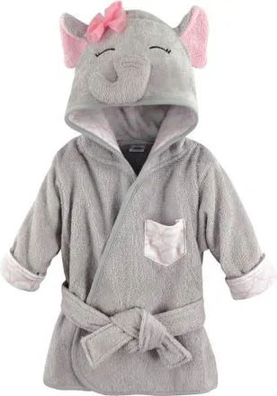 Hudson Baby Plush Cotton Lounging Robe with Charming Animal Motif in Pretty Elephant at Nordstrom