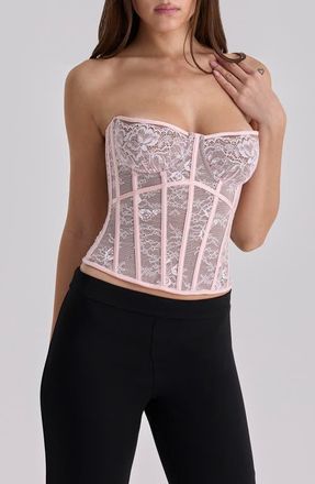 House of CB Ayana Lace Corset Top in Pink at Nordstrom, Size X-Small