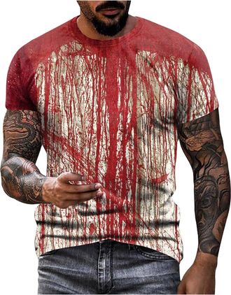 Generic Men Problem Solved T-Shirt Halloween Im Fine Shirt Blood Halloween Men Bloody Tee Problem Solved Costume (Brick Red 1, M)