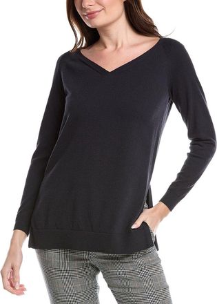 Lafayette 148 New York Plaited V-Neck Pullover
