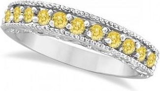 Allurez Fancy Yellow Canary Diamond Ring Band 14k White Gold (0.50ct)