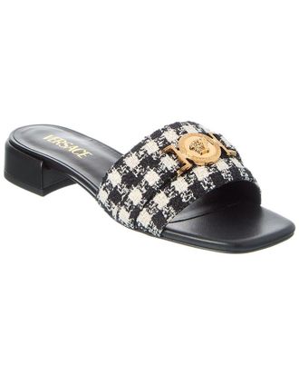 Versace La Medusa Tweed & Leather Sandal