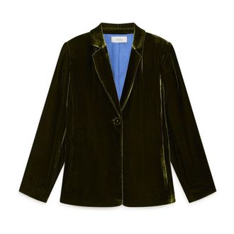 Maliparmi Blazers, female, Green, Size: 2XL Fluid Velvet Jacket