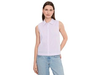 Lilla P Striped Sleeveless Shirt Womens Clothing Lavender Stripe : LG, Cotton