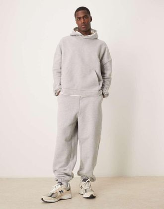 Asos premium heavyweight oversized sweatpants 650gsm in gray heather - part of a set