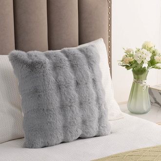 OEM Set Di 2 Fodere Decorative Per Cuscini In Morbida E Spessa Finta Lana, Ideali Per Divano E Camera Da Letto, 50x50 Cm, Grigio Scuro