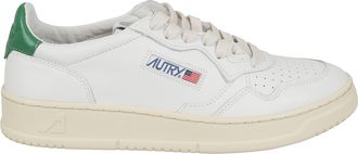 Autry Medalist Low White and Green Suede Leather Sneakers