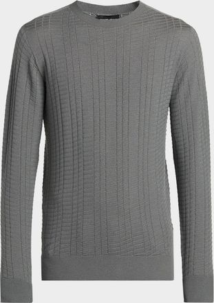 Giorgio Armani Men & apos;s Geometric Textured Virgin Wool Sweater